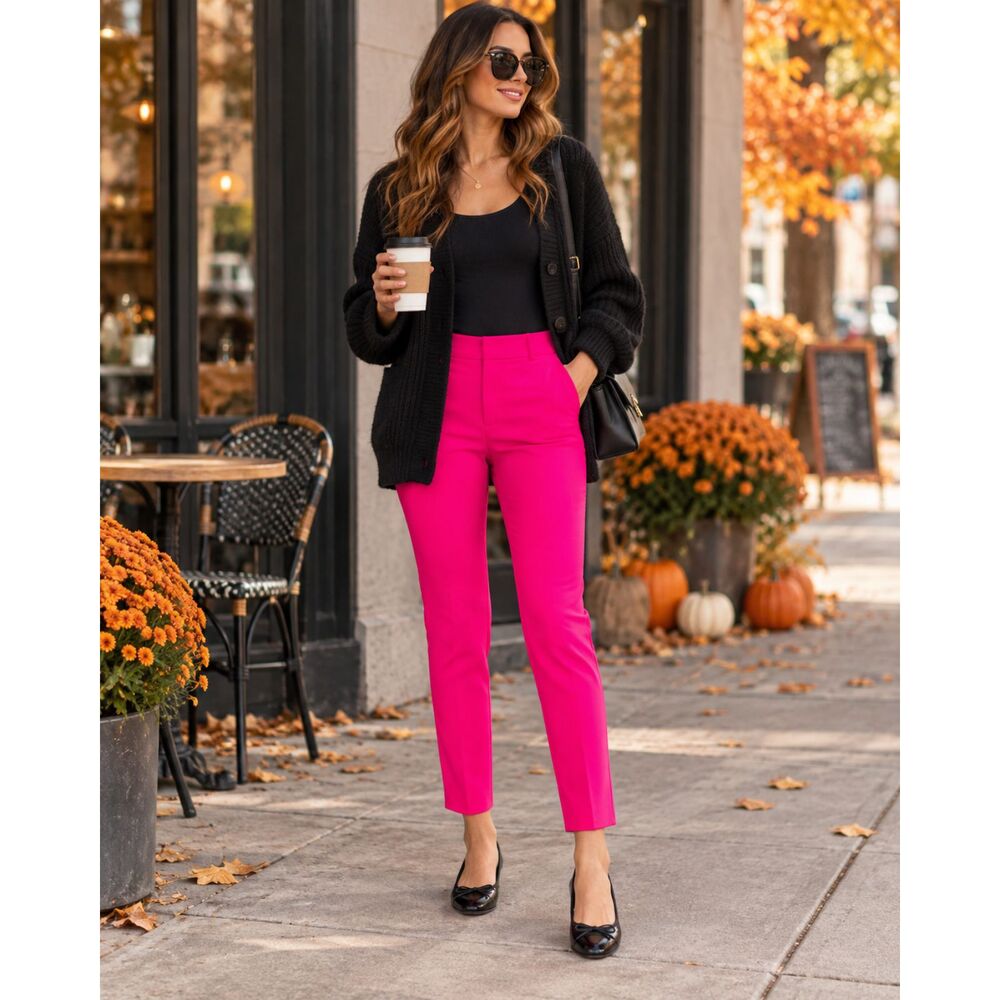 Jenna Rose Hot Pink Cigarette Pants NWT Medium Slim Ankle Stretch Trousers